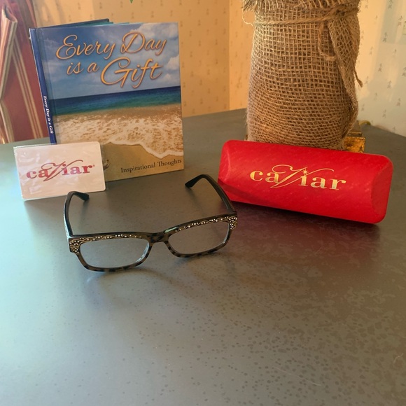 CAVIER, Leopard BLACK Lace Crystal Eyeglass Frames. M 3017 c31, ELEGANT. - Picture 1 of 14